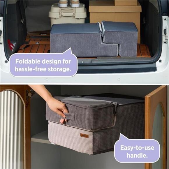 Dog Stairs for Small Dogs - Pet Stairs for High Beds and Couch,Folding Pet Steps - Picture 4 of 7